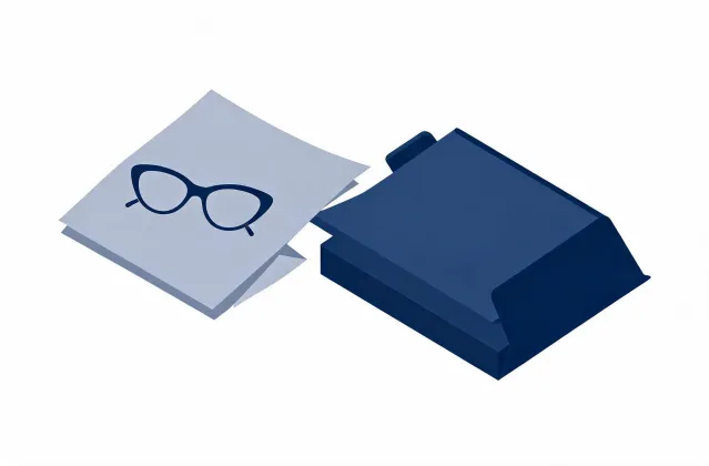 Illustration of a cat eye frame brief handing off to a quotation folder